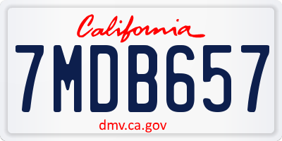 CA license plate 7MDB657