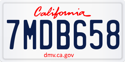 CA license plate 7MDB658