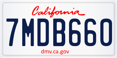 CA license plate 7MDB660