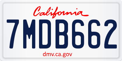 CA license plate 7MDB662