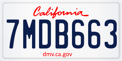 CA license plate 7MDB663