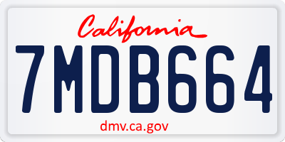 CA license plate 7MDB664