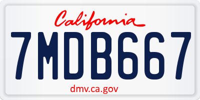 CA license plate 7MDB667