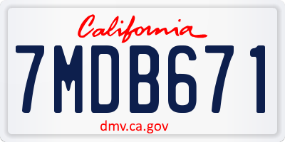 CA license plate 7MDB671