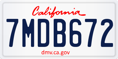 CA license plate 7MDB672
