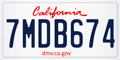 CA license plate 7MDB674