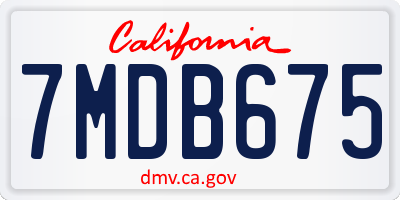 CA license plate 7MDB675