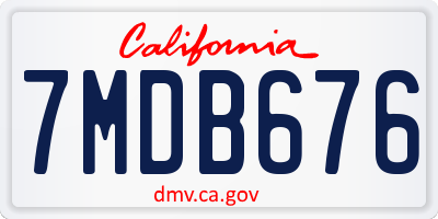 CA license plate 7MDB676