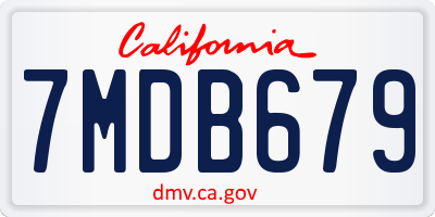 CA license plate 7MDB679