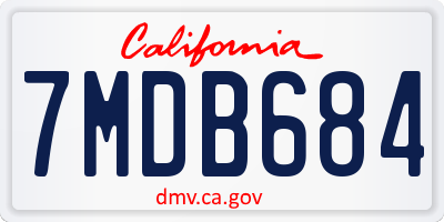 CA license plate 7MDB684