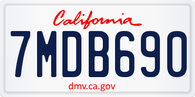 CA license plate 7MDB690
