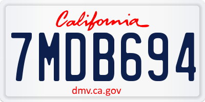 CA license plate 7MDB694