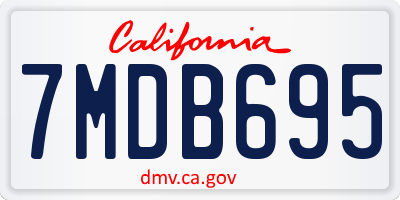 CA license plate 7MDB695