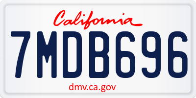 CA license plate 7MDB696