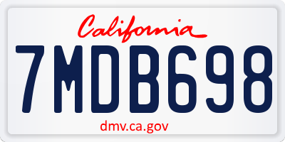 CA license plate 7MDB698