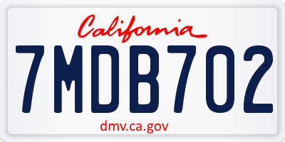 CA license plate 7MDB702