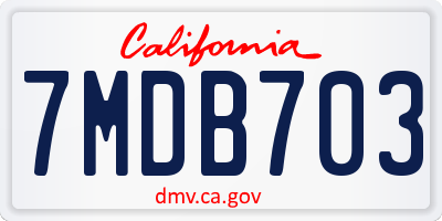 CA license plate 7MDB703