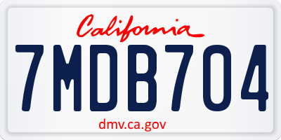 CA license plate 7MDB704
