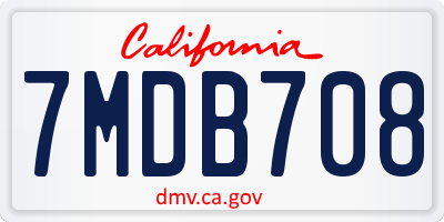 CA license plate 7MDB708