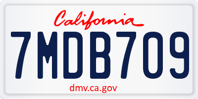 CA license plate 7MDB709