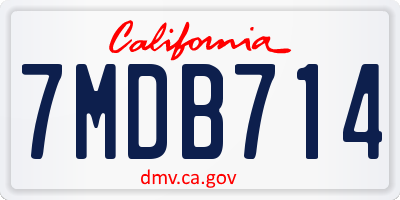 CA license plate 7MDB714