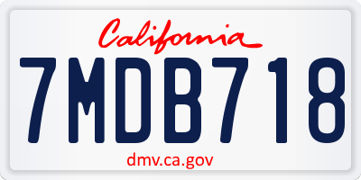 CA license plate 7MDB718