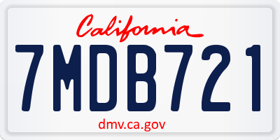 CA license plate 7MDB721
