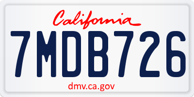 CA license plate 7MDB726