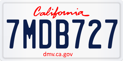 CA license plate 7MDB727