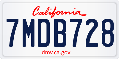 CA license plate 7MDB728