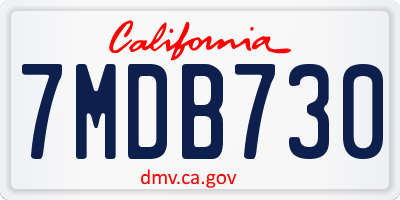 CA license plate 7MDB730