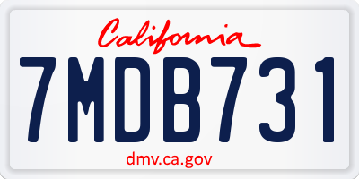 CA license plate 7MDB731