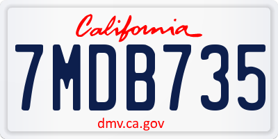 CA license plate 7MDB735
