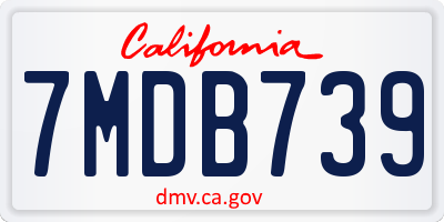 CA license plate 7MDB739