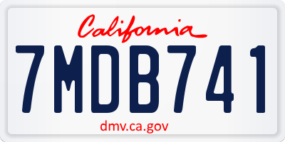 CA license plate 7MDB741