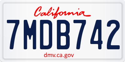 CA license plate 7MDB742