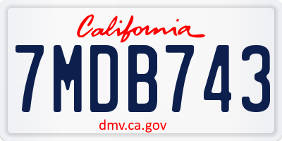 CA license plate 7MDB743