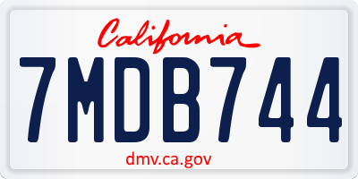 CA license plate 7MDB744