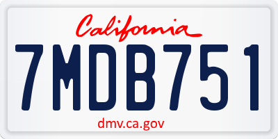 CA license plate 7MDB751