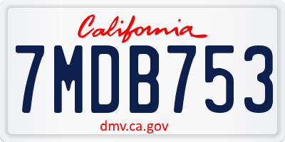 CA license plate 7MDB753