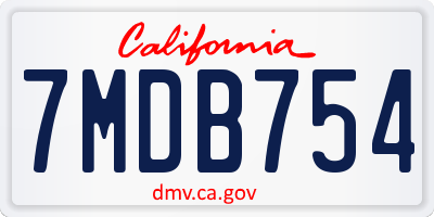 CA license plate 7MDB754