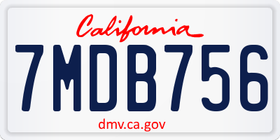 CA license plate 7MDB756