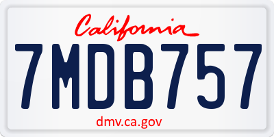 CA license plate 7MDB757