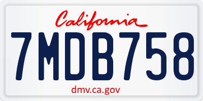 CA license plate 7MDB758