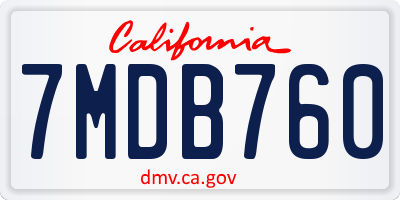 CA license plate 7MDB760