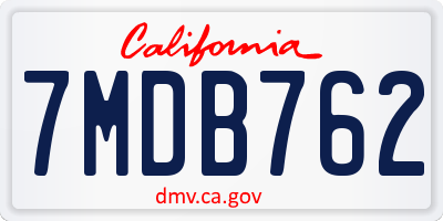 CA license plate 7MDB762