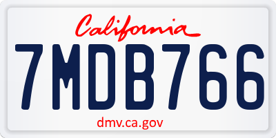 CA license plate 7MDB766