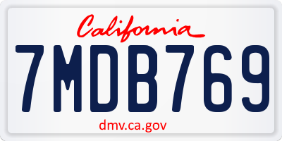 CA license plate 7MDB769