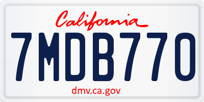 CA license plate 7MDB770