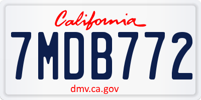 CA license plate 7MDB772